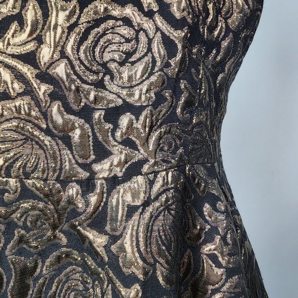 Elegant Black and Gold Floral Dress - Picture 4 of 13